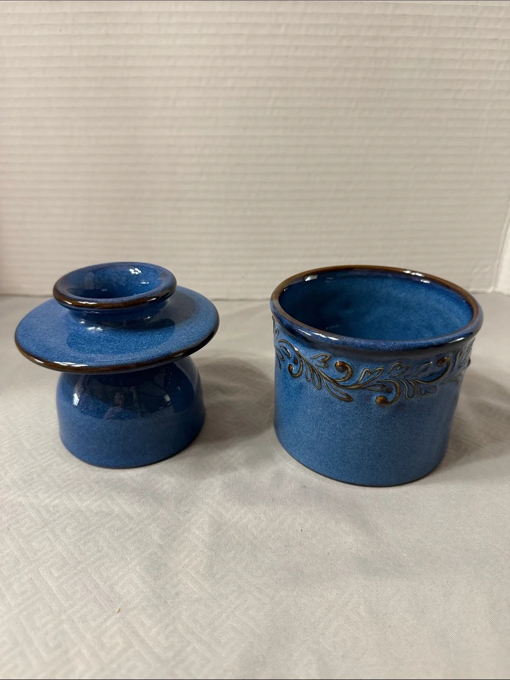 L Tremain The Original Butter Keeper Antique Collection in Denim Blue Glaze